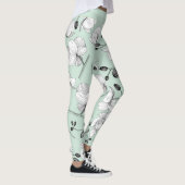 Zwarte en witte elegant orchidee, moderne munt leggings (Rechts)