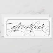 Zwarte en Witte Elegant Script Cadeaubonnen (Voorkant)