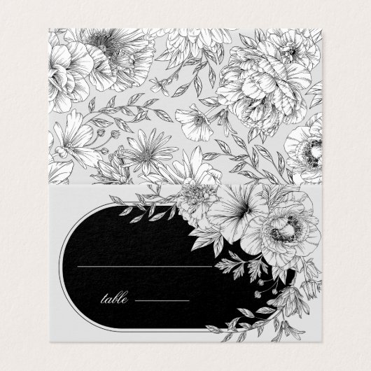 zwarte en witte elegant - twittertafel kaart (Buitenkant ongevouwen)