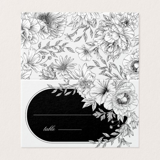 zwarte en witte elegant - twittertafel kaart (Buitenkant ongevouwen)