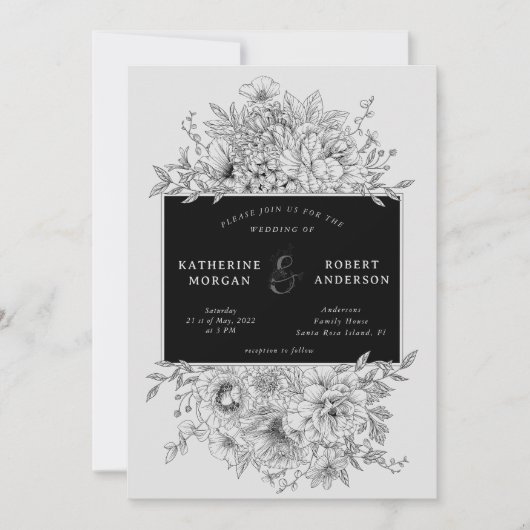 zwarte en witte elegant - wedstrijd kaart (Voorkant)