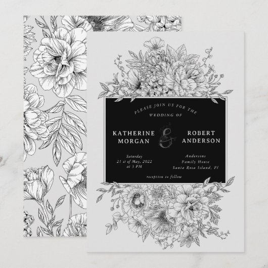 zwarte en witte elegant - wedstrijd kaart (Voorkant / Achterkant)