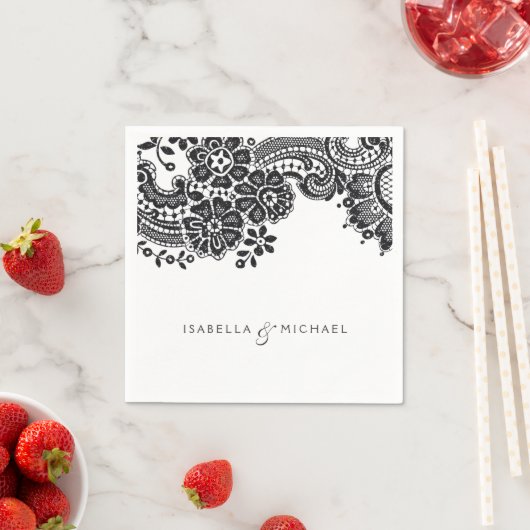 Zwarte en witte elegante bruiloft servetten (Insitu)