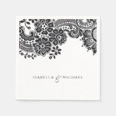 Zwarte en witte elegante  bruiloft servetten (Voorkant)