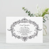 zwarte en witte elegante roluitnodigingen kaart (Staand voorkant)