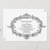 zwarte en witte elegante roluitnodigingen kaart (Voorkant / Achterkant)