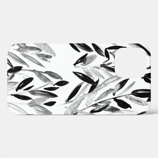Zwarte en witte elegante waterverf natuurlijke bla Case-Mate iPhone case (Achterkant (horizontaal))