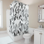 Zwarte en witte elegante waterverf natuurlijke bla douchegordijn (In situ)