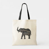ZWARTE EN WITTE ELEPHANT TOTE BAG (Achterkant)