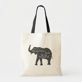 ZWARTE EN WITTE ELEPHANT TOTE BAG