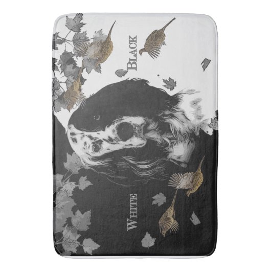 Zwarte en witte Engelse zetter Badmat (Voorkant Verticaal)