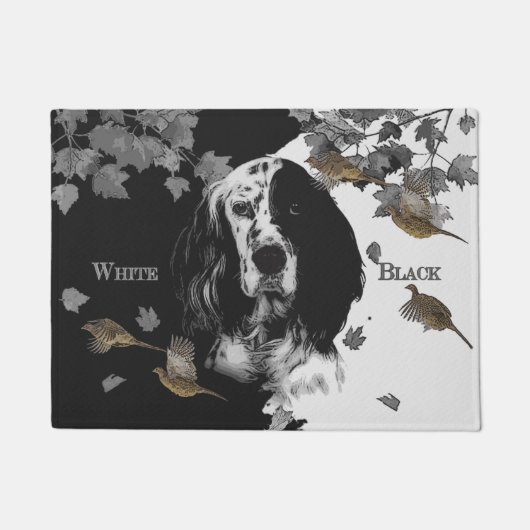 Zwarte en witte Engelse zetter Deurmat (Voorkant)