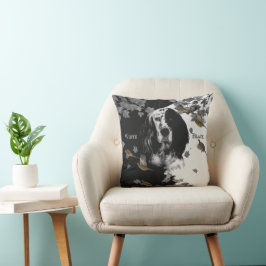 Zwarte en witte Engelse zetter Kussen