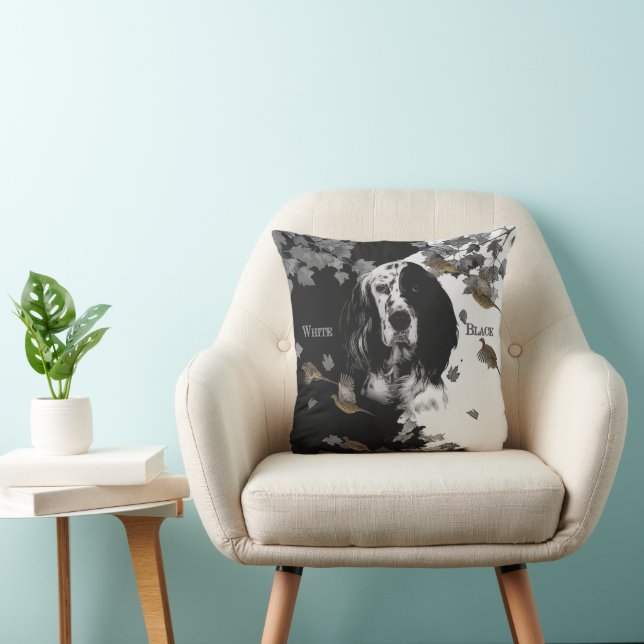 Zwarte en witte Engelse zetter Kussen (Stoel)