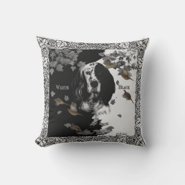 Zwarte en witte Engelse zetter Kussen