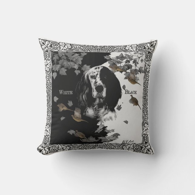 Zwarte en witte Engelse zetter Kussen (Voorkant)