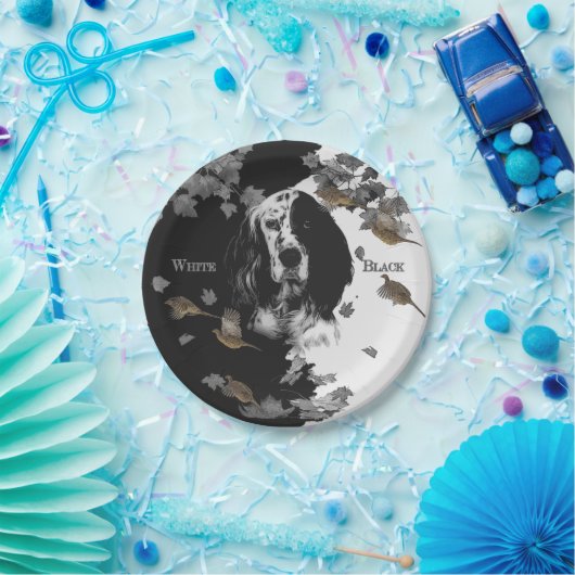 Zwarte en witte Engelse zetter Papieren Bordje (Feest)