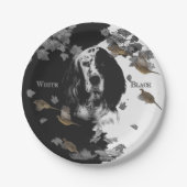 Zwarte en witte Engelse zetter Papieren Bordje (Voorkant)