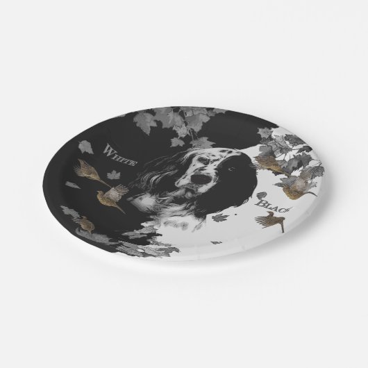 Zwarte en witte Engelse zetter Papieren Bordje (Gekanteld)