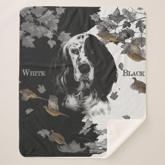 Zwarte en witte Engelse zetter Sherpa Deken (Voorkant)