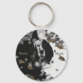 Zwarte en witte Engelse zetter Sleutelhanger