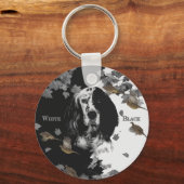 Zwarte en witte Engelse zetter Sleutelhanger (Voorkant)