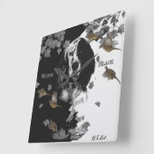 Zwarte en witte Engelse zetter Vierkante Klok (Hoek)