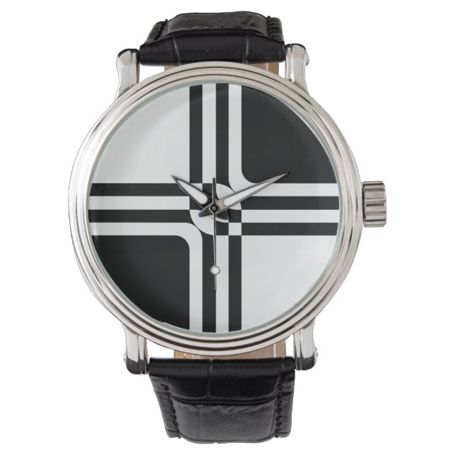 Zwarte en witte fantasie horloge (Voorkant)