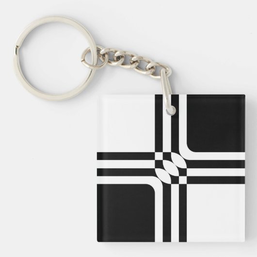 Zwarte en witte fantasie sleutelhanger (voorkant)