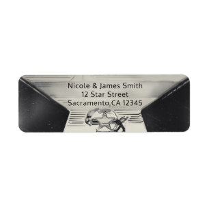 Zwarte en witte favor met vintage Old Hollywood-ui Etiket