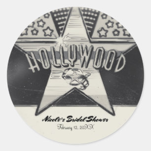 Zwarte en witte favor met vintage Old Hollywood-ui Ronde Sticker