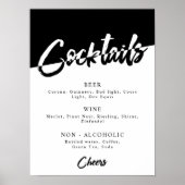 Zwarte en Witte Feest Drankmenu met Chic Design Poster (Voorkant)