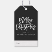 Zwarte en witte feestdag voor prettige feestdagen cadeaulabel (Voorkant)