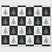 Zwarte en witte feestkerst cadeaupapier (Vlak)