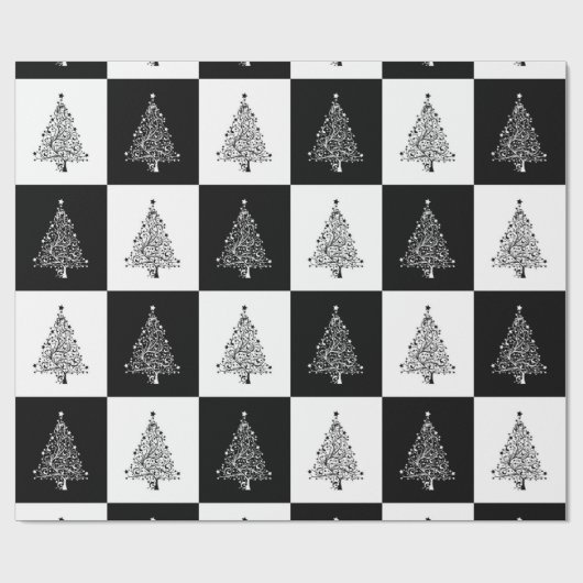 Zwarte en witte feestkerst cadeaupapier (Vlak)