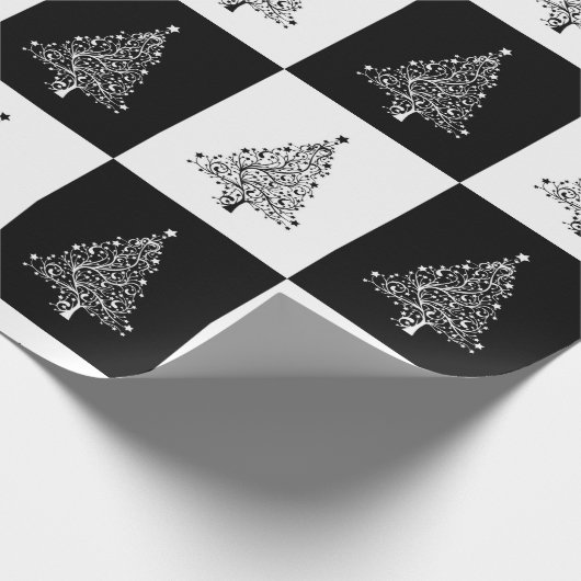 Zwarte en witte feestkerst cadeaupapier (Hoek)