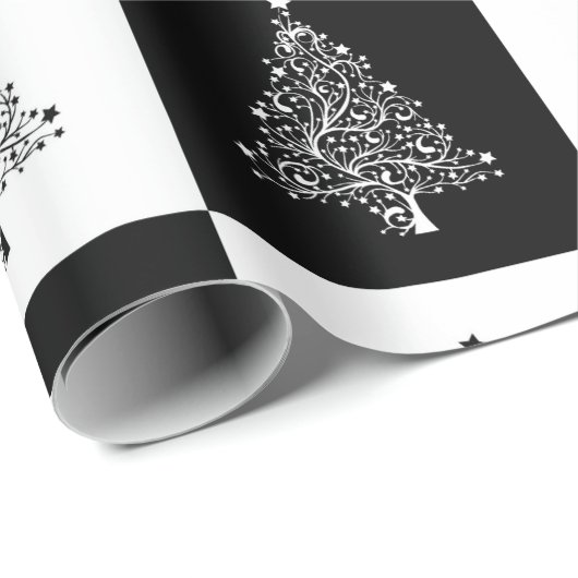Zwarte en witte feestkerst cadeaupapier (Rol Hoek)