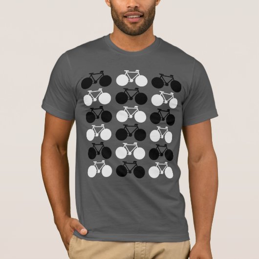 Zwarte en witte fietsen, cool t-shirt (Voorkant)
