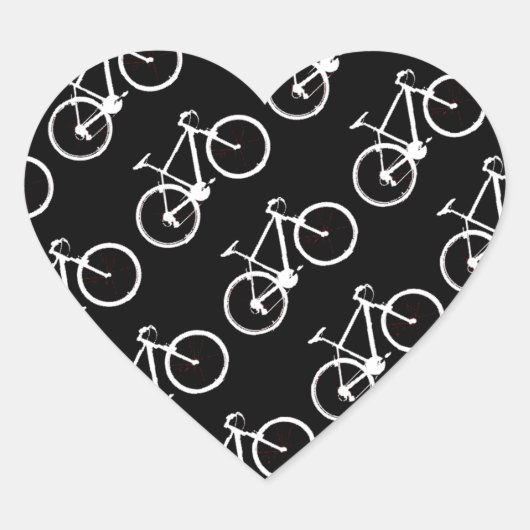 zwarte en witte fietsen hart sticker (Voorkant)