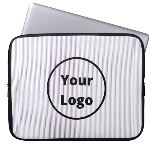 Zwarte en witte fijne strepen laptop sleeve (Voorkant)