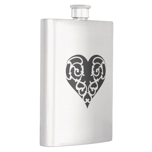 Zwarte en witte Filigree Heart Klassic Flask Flacon (Rechts)