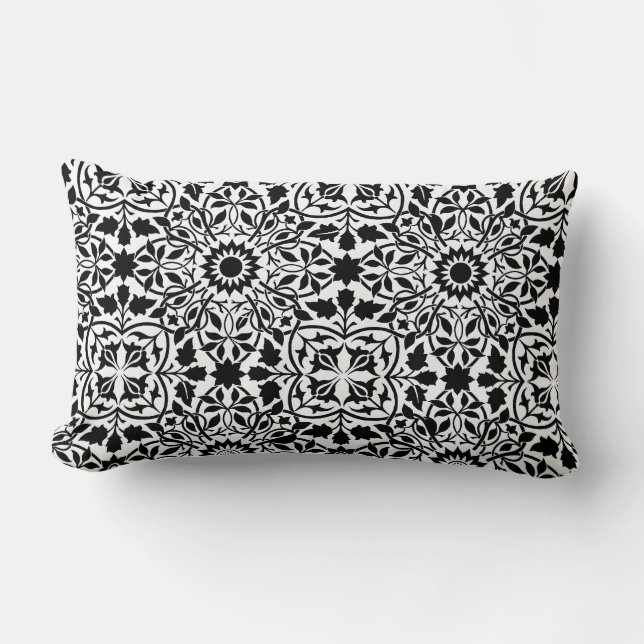 Zwarte en witte filigree kussen (Voorkant)