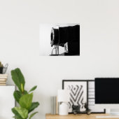 Zwarte en witte  filmcamera Bellows 16x20 Poster (Thuiskantoor)