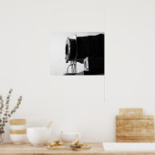 Zwarte en witte  filmcamera Bellows 16x20 Poster (Keuken)