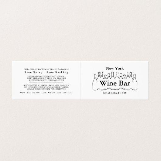 Zwarte en witte flessen, wijnstaaf/wijnmoer, gedet visitekaartje (Buitenkant ongevouwen)