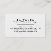 Zwarte en witte flessen, wijnstang/wijnmoer visitekaartje (Achterkant)