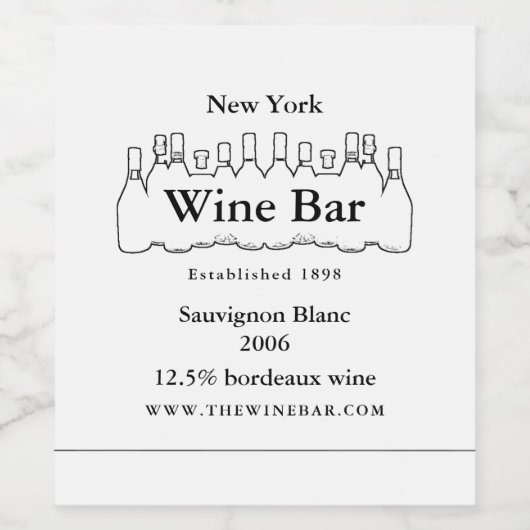Zwarte en witte flessen, wijnstang/wijnmoer wijn etiket (Enkel label)