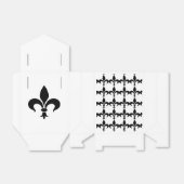 Zwarte en witte Fleur de Lis-feestgunstdoos Frans Bedankdoosjes (Uitgevouwen)