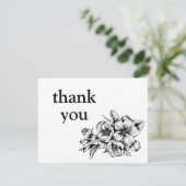 Zwarte en witte flora - Dank u voor uw kaartje Bedankkaart (Staand voorkant)