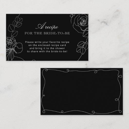 Zwarte en witte Floral alstublieft een recept mee Informatiekaartje (Voorkant / Achterkant)